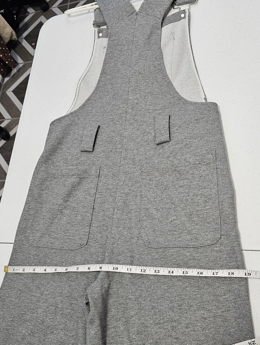 Commense Classic Gray Wide-Leg Jersey Knit Bib Overalls Womens